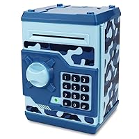 Kids Money Bank, Electronic Password Piggy Bank Mini ATM Cash Coin Money Box for Kids Birthday Toy for Children (Camouflage Blue)