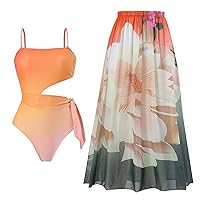 Womens 2 Piece Tankini Plus Size Modest Bikini Sets Beach Cover up Dress Tiered Ruffle Bathing Suit Cover Ups