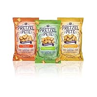 Pretzel Pete Variety (Cheddar & Ale, Garlic & Parmesan, Honey Mustard & Onion) Seasoned Pretzel Nuggets, Non-GMO, Small Batch, Bold Flavor 9.5oz (3 Pack)