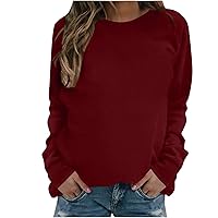 Crew Neck Sweatshirt for Women Fall Fleece Pullover Tops Loose Casual Shirts Sexy Raglan Sleeve Sweater Blouses