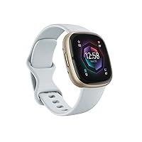 Fitbit Sense 2 Advanced Health and Fitness Smartwatch with Tools to Manage Stress and Sleep, ECG App, SpO2, 24/7 Heart Rate and GPS, Blue Mist/Pale Gold, One Size (S & L Bands Included)