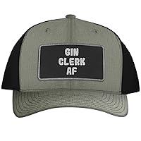 Gin Clerk AF - Leather Black Patch Engraved Trucker Hat