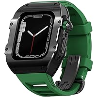 Rm Style Stainless Steel Watch Case Fluorine Rubber Strap，For Apple Watch Ultra 49mm，Titanium Shockproof Bezels Exercise Band，For Iwatch 8 49mm Women and Men Watch Band