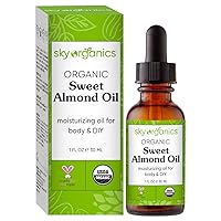 Sky Organics Organic Sweet Almond Oil, Soft & Soothe Body Oil for Skin Soothing, Moisture and Softness, For Rough, Dry & Sensitive Skin, 100% Pure Hexane-Free Vegan & Cruelty Free Body Care, 1 fl. Oz