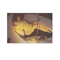Thomas Blackshear The Night's Watch Painting Oil, Guardian Angel Holy Spirit Flame Sleeping Children Canvas Wall Art Prints for Wall Decor Room Decor Bedroom Decor Gifts Posters 16x24inch(40x60cm) U