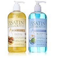 VALUE PACK! SATIN SMOOTH Satin Release Wax Residue Remover + Satin cleanser skin preparation cleanser, 16 ounce