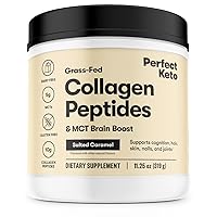 Perfect Keto Collagen Peptides Protein Powder with MCT Oil - Grassfed, GF, Multi Supplement, Best for Ketogenic Diets, Use as Keto Creamer, in Coffee and Shakes for Women & Men - Salted Caramel
