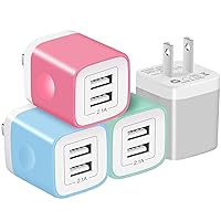 USB Wall Charger, 4-Pack 2.1A Dual Port USB Cube Power Adapter Wall Charger Plug Charging Block Box Compatible with Phone 14 13 12 11 Pro Max SE XS XR X 8 7 6 Plus, Samsung, Android Phones
