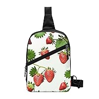 Strawberries Print Pattern Sling Bag For Women And Men Fashion Folding Chest Bag Adjustable Crossbody Travel Shoulder Bag