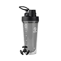 Takeya 24 oz Tritan Plastic Shaker Bottle - Premium BPA Free Protein Shakes Mixer, Leakproof Spout Lid, Shatterproof, Stormy Black