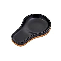 Kamenstein Ceramic and Cork Spoon Rest for Kitchen Counter and Stovetop Protection from Spills and Scratches, natural cork and black ceramic