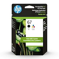 HP 67 Black/Tri-color Ink Cartridges (2 Pack) | Works with HP DeskJet 1255, 2700, 4100 Series, HP ENVY 6000, 6400 Series | Eligible for Instant Ink | 3YP29AN