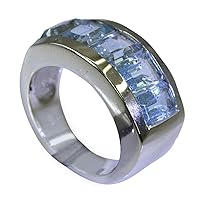 Choose Your Color Natural Gemstone Sterling Silver Band Ring for Men Friendship Love Size 4-13