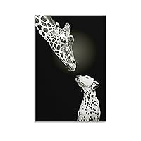 JQXEN Black And White Visual Wildlife African Savannah Giraffe Decorative Poster (9) Living Room Decor Home Framed/Unframed20x30inch(50x75cm)