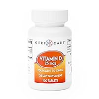 Vitamin D 25mcg Tablets Dietary Supplement, 100 Count (Pack of 1)
