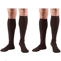 Truform Compression 8-15 mmHg Knee High Dress Style Socks Brown, Medium, 2 Count