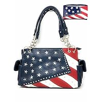American Flag Rhinestone Handbag, Purse Wallet in Multi Colors