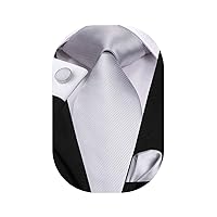 Hi-Tie Mens Silk Tie Sets Formal Necktie Pocket Square Cufflinks Sets for Business Weeding