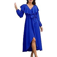 Smocked Dress Women Tunic Short Sleeve Elegant Evening Dresses Prom Summer Polyester Solid Sundress for Womens Blue XXL