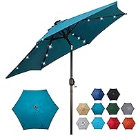 Blissun 7.5 ft Solar Umbrella, 18 LED Lighted Patio Umbrella, Table Market Umbrella