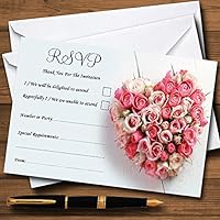 Pink Heart Roses Personalized RSVP Cards