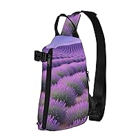 Lavender Flower Crossbody Backpack, Multifunctional Shoulder Bag With Straps, Hiking And Fitness Bag, Size 12.6 X 7 X 6.7 Inches