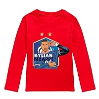 Child Kylian Mbappe Casual Round Neck Long Sleeve Pullover Fall Winter Comfy Loose Fit Tops Tees for Boys 2-16 Years