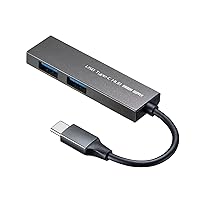 Sanwa Supply USB-3TCH24SN USB Type-C 2-Port Slim Hub, Silver
