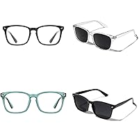 TIJN 2pack Square Blue Light Blocking Glasses Bundle with Polarized Sunglasses