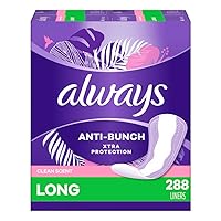 Always Xtra Protection Daily Feminine Panty Liners for Women, Long Length, Light Clean Scent, 72 Count x 4 Packs (288 Count Total)