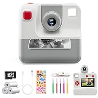 Kids Camera Instant Print, Digital Camera, Selfie 1080P Video Camera with 32G TF Card, Toys Gifts for Girls Boys Aged 3-14 for Christmas/Birthday/Holiday (White)