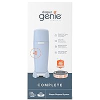 Playtex Diaper Genie Complete Pail with Built-In Odor Controlling Antimicrobial, Includes Pail & 1 Refill, Blue