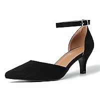 Women's Low Heel Pumps Closed Pointed Toe Kitten Heel D'Orsay Ankle Strap Bridal Wedding Party Evening Formal Elegant Shoes