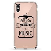 ALL YOU NEED IS MUSIC QUOTE | Luxendary Air Series Clear Silicone Case with 3D printed design and Air-Pocket Cushion Bumper for iPhone Xs Max (new 2018/2019 model with 6.5