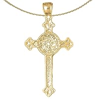 14K Yellow Gold Celtic Cross Pendant with 18
