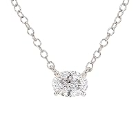 14k White Gold Lab-Created Diamond Pendant Oval Solitaire Necklace (.33 cttw, VS2-SI1 Clarity) 18