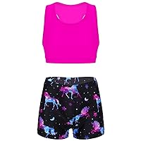 Child Girls 2-Piece Tank Top with Letter Print Bottoms set for Gymnastics Dance Gym Sports