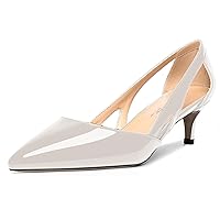 Womens Wedding Cut Out Pointed Toe Patent Sexy Slip On Kitten Low Heel Pumps Shoes 2 Inch