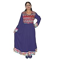 Indian Women's Embroidered Long Dress Wedding Wear Casual Frock Suit Blue Color Maxi Gown Plus Size