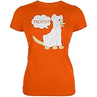 Animal World Halloween Ghost Treats Dog Orange Juniors Soft T-Shirt