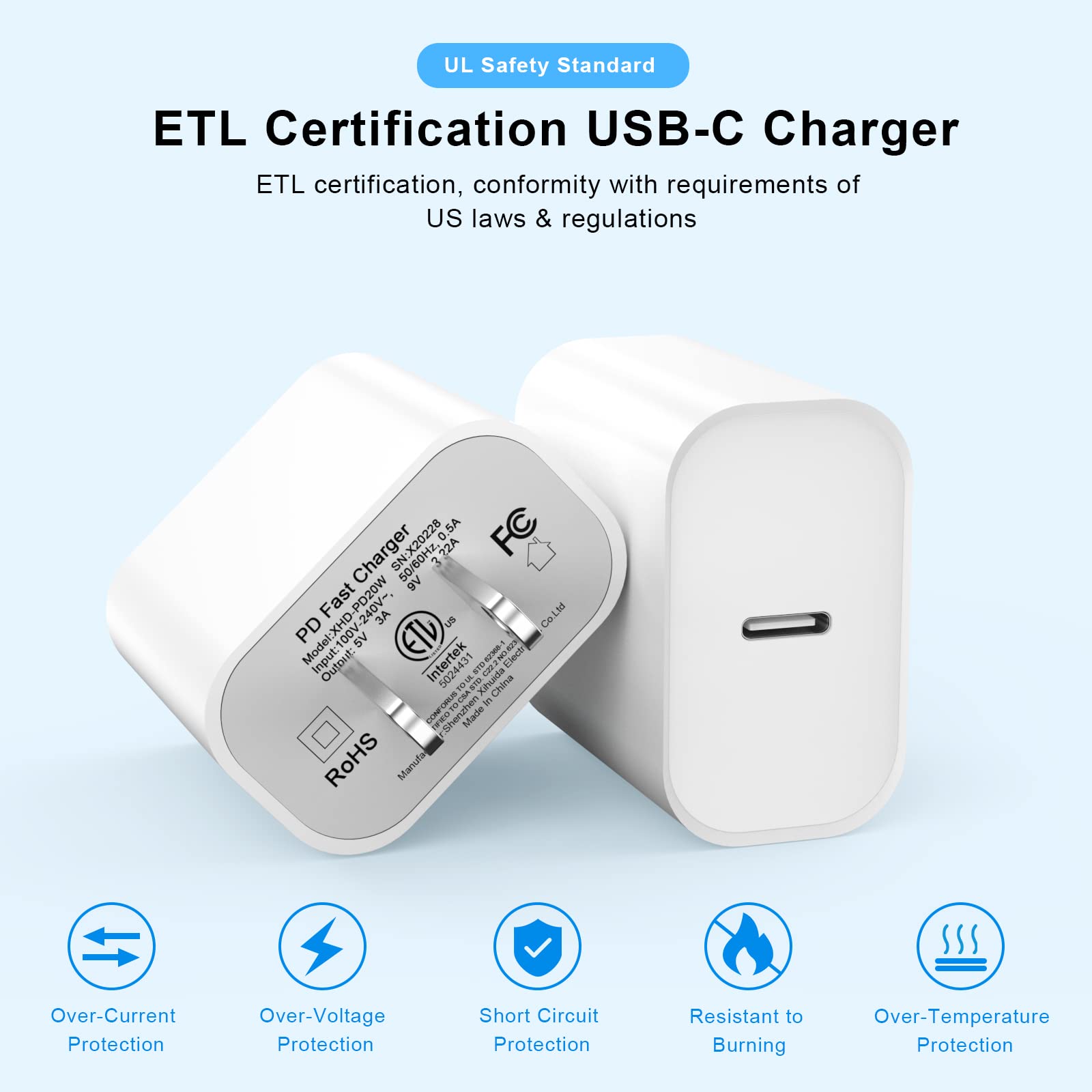 iPhone 14 13 12 Fast Charger, [Apple MFi Certified] 2 Pack 20W Type C Fast Charging Block with 10FT Long USB C to Lightning Cable Compatible for iPhone 14 13 12 11 Pro Max XS XR X 8, iPad, AirPods Pro