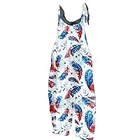 UOFOCO Red White and Blue Summer Clothes 4th of July Outfits for Women Men American Flag Overalls Bibs USA Jumpsuits Rompers