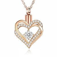Minicremation Cremation Urn Necklace for Ashes Cremation Jewelry Heart Urn Necklace for Women Girls Birthstone Memorial Jewelry Pendant for Ashes for Human Pet