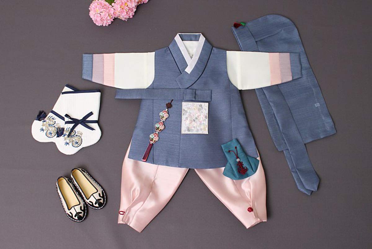 Blue Boy Baby Hanbok First Birthday Party Set Korea Traditional Outfit 1 Age Dol Dolbok