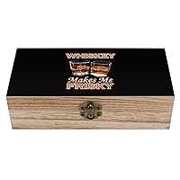 Whiskey Makes Me Frisky Funny Wooden Storage Box with Hinged Lid and Front Clasp Jewelry Gift Boxes for Crafts and Home Decor 8