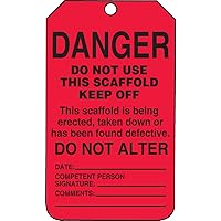 AccuformNMC Scaffold Status Tags, 25 Pack Red Danger Scaffold Safety Tags “Do Not Use This Scaffold Keep Off”, 5.75” x 3.25”, Durable Water-Resistant 10-mil PF-Cardstock, Made in USA, TSS101CTP