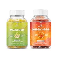 BeLive Organic Omega 3 Gummies with Omegas 6, 7, 9, DHA & EPA Flaxseed Oil and Sea Buckthorn Fruit Oil(60ct)+Magnesium Gummies Made with Magnesium Glycinate for Stress Relief Support(60ct) - Bundle