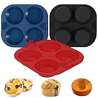 Webake 3PCS Silicone Air Fryer Muffin Pan for Baking 4 Cavity Air Fryer Cupcake Pans Non Stick Food Grade and BPA Free Muffin Tins Baking Cups