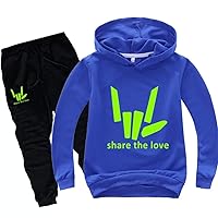 Lanberin Kids Child Share The Love Hooded Sweatshirts and Sweatpants Set-Toddlers 2 Pieces Long Sleeve Hoodies Outfit(2T-14Y)