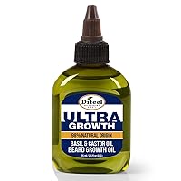 Mens Ultra Growth Basil and Castor Beard Oil 2.5 oz. - Natural Beard Oil for Hair Growth